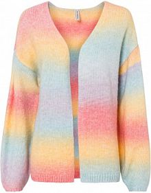 Sweter bez zapięcia, z miękkiej dzianiny z wełną, o splocie dużych oczek  damski Bonprix