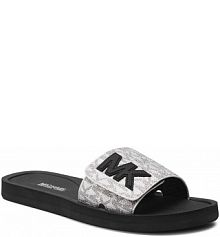 Klapki MICHAEL Michael Kors srebrne damskie Mk Slide 40R2MKFA5B  Silver