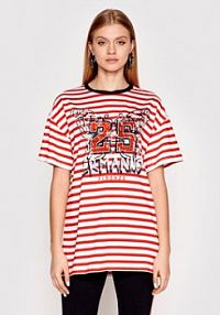 T-shirt Ermanno Firenze czerwony damski D40EL05  Regular Fit