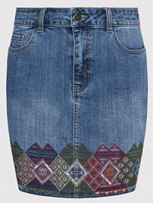 Spódnica jeansowa Desigual granatowa Lausana 22SWFD03  Slim Fit