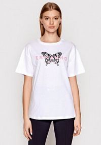 T-shirt Ermanno Firenze biały damski D40EL034EB2  Relaxed Fit