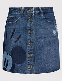 Spódnica jeansowa Desigual granatowa DISNEY Mickey Patch 22SWFD10  Regular Fit