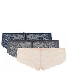 Brazyliany z mikrowłókna i koronki w zestawie 3 szt. Lascana różowe EAN ED-10BTA_ZA