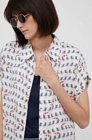 Koszula z krótkim rękawem Sisley  beżowa 5UHHLQ01G.76K