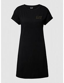 Sukienka mini z obszyciem kamieniami stras EA7 Emporio Armani czarna EAN 3LTA54.TJDQZ