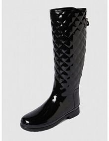 Kozaki z detalami z logo Hunter czarne damskie