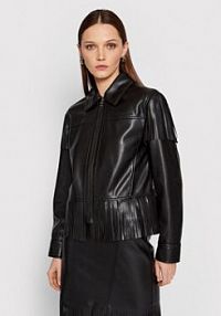 Kurtka skórzana KARL LAGERFELD czarna damska Z imitacji skóry