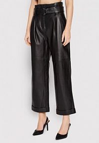 Spodnie skórzane KARL LAGERFELD czarna 