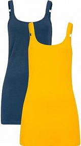 Długi top bawełniany na regulowanych ramiączkach (2 szt.)  damski Bonprix