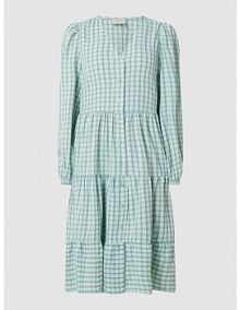 Sukienka koszulowa ze wzorem w kratę model Checkster FREE/QUENT turkusowa EAN 125827