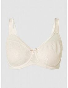 Biustonosz z fiszbinami z koronki i mikrowłókna model Nuance Lascana beżowy EAN EM-323-MIN