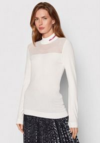 Golf KARL LAGERFELD biały damski Logo 221W2001  Regular Fit