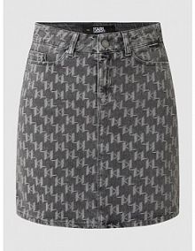 Spódnica jeansowa z przodem w kontrastowym kolorze Karl Lagerfeld szara EAN 225W1204