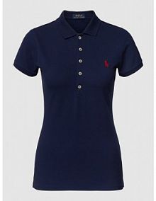 Koszulka polo o kroju slim fit z wyhaftowanym logo model JULIE Polo Ralph Lauren granatowa damska EAN 211870245
