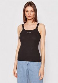 Top Wrangler czarny damski Cami Ringer W7T2DGXV6  Slim Fit