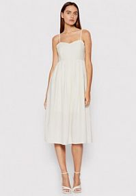 Sukienka letnia Sisley biała 4XYWLV012  Regular Fit