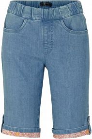 Bermudy dżinsowe z kolorowem wywinięciem  damskie Bonprix