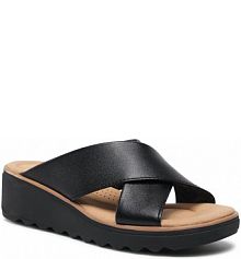 Klapki Clarks czarne damskie Jillian Gem 261575854 Black Leather