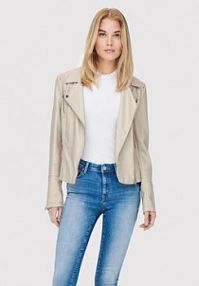 Kurtka przejściowa ONLY beżowa damska Z imitacji skóry Gemma 15153079  Regular Fit