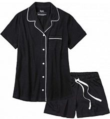 Piżama z  plisą guzikową i krótkimi spodniami  Bonprix