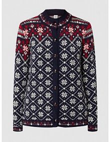 Kardigan z żywej wełny model Brimse Dale of Norway granatowy EAN 83761