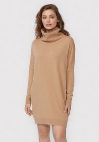 Sukienka dzianinowa Kontatto beżowa 3M7666  Regular Fit