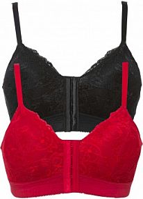 Biustonosz bez fiszbinów, z zapięciem z przodu, z bawełny (2 szt.)  Bonprix