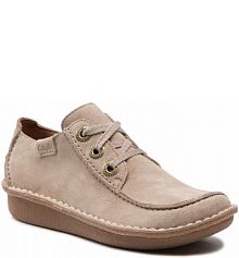 Półbuty sznurowane Clarks beżowe damskie Funny Dream 261654554 Sand