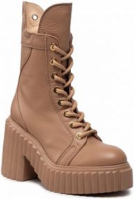 Botki na obcasie AGL brązowe Tania D263512PGKK0025190 Camel/Delice