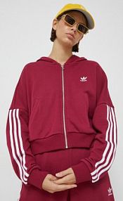 Bluza rozpinana adidas Originals  bordowy damska HM2133