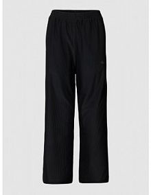 Spodnie materiałowe z efektem prążkowania model STU WD ADIDAS SPORTSWEAR czarne damskie EAN HD8945