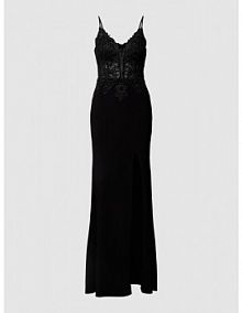 Sukienka wieczorowa obszyta perełkami Mascara czarna EAN MC290113