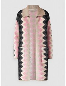 Długi kardigan ze wzorem w zygzak LUISA CERANO różowy EAN 468182 5292