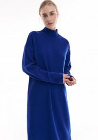 Wełniana tunika z golfem Reserved niebieska 9594Q-57X