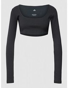 Bluzka krótka z długim rękawem i efektem prążkowania ADIDAS SPORTSWEAR szara damska EAN HH8502