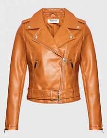 Kurtka skórzana Glamorous brązowa damska Z imitacji skóry