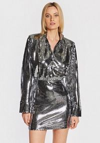 Sukienka koktajlowa Notes Du Nord srebrna 