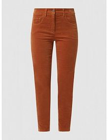 Spodnie z aksamitu o kroju skinny fit z dodatkiem modalu LUISA CERANO czerwone damskie EAN 668451 2150