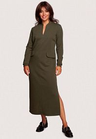 Długa dresowa sukienka ze stójką - oliwkowa moe Molly