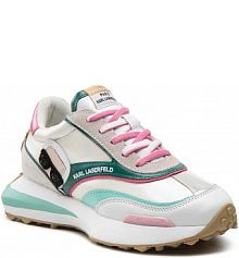 Sneakersy KARL LAGERFELD kolorowe, beżowe damskie KL62931  Aqua Lthr/Text W/Multi
