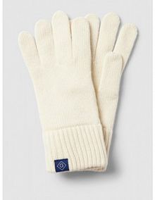 Rękawiczki z detalem z logo model RIB KNIT GLOVES Gant białe damskie