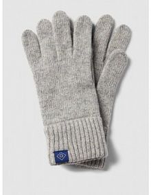 Rękawiczki z detalem z logo model RIB KNIT GLOVES Gant szare damskie EAN 4930014