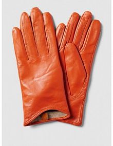 Rękawiczki skórzane z wytłoczonym logo Gant pomarańczowe damskie EAN 4930068