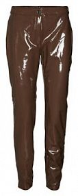 Spodnie skórzane Noisy May brązowa Z imitacji skóry