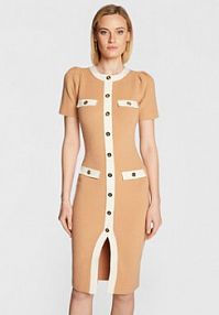 Sukienka dzianinowa Elisabetta Franchi beżowa 