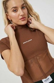 T-shirt Sixth June  brązowy damski 33410