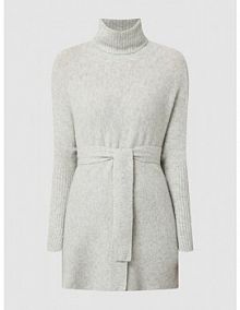 Długi sweter z mieszanki wełny model Rice JC Sophie szary damski EAN R7227