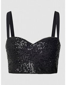 Top krótki z cekinowym obszyciem Swing czarny damski EAN 1AE00200