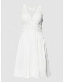Suknia ślubna o długości do kolan z partią talii luxuar biała EAN 7595-P