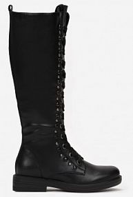 Czarne kozaki Muszkieterki ze Sznurowaniem Noko Renee damskie